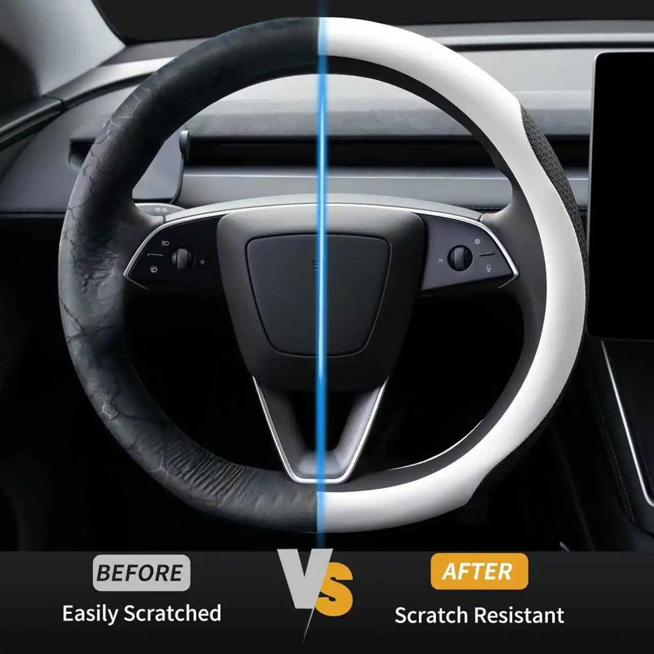 Steering Wheel Cover for Tesla Model 3 2026 Model Y 2026 Steering Wheel Protector Leather Non-Slip Breathable 3mm Utra-thin CM World