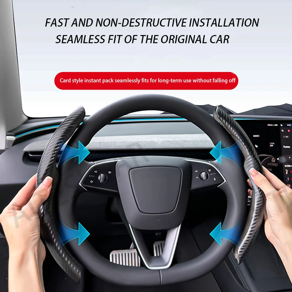 For Tesla Model 3/Y Highland Juniper2025 Steering Wheel Cover Carbon Fiber Leather Anti-Fur Sport Steering Wheel Car Accessories CM World