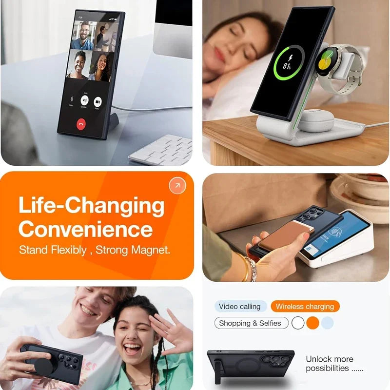 UYUXIO Magnetic Mobile Phone Case with Kickstand for Samsung Galaxy S26 S25 S24 S23 Ultra FE S22 Plus A16 A55 A56 Stand Cases Car Mobile World