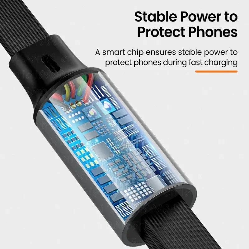5A 120W 3 in 2 Fast USB C Cable for Huawei/Honor Retractable Portable Micro USB Type C Charger Cord For iPhone Samsung