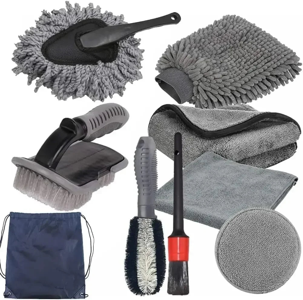 10 Pcs Car Wash Cleaning Kit, Automotive Detail Brushes Rim Cleaner,Car Detailing Brush Kit for Car Interior & Exterior