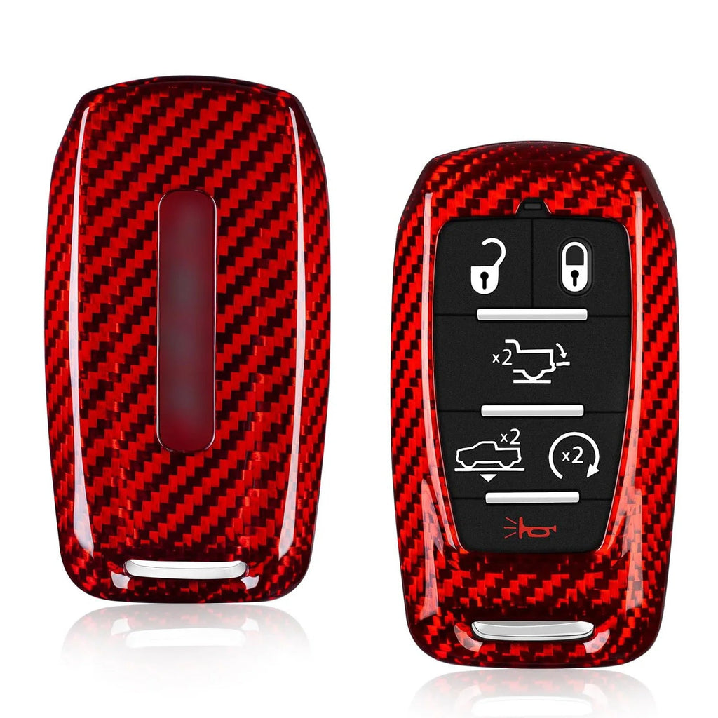 for Ram 1500 Limited Key Fob Cover With Keychain Carbon Fiber Key Case for Ram 2500 Power Wagon 3500 Smart Key Accessories 2023 CM World