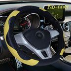 Carbon fiber pattern PU leather steering wheel cover with no inner ring design, full elasticity, anti slip and wear-resistant, m CM World