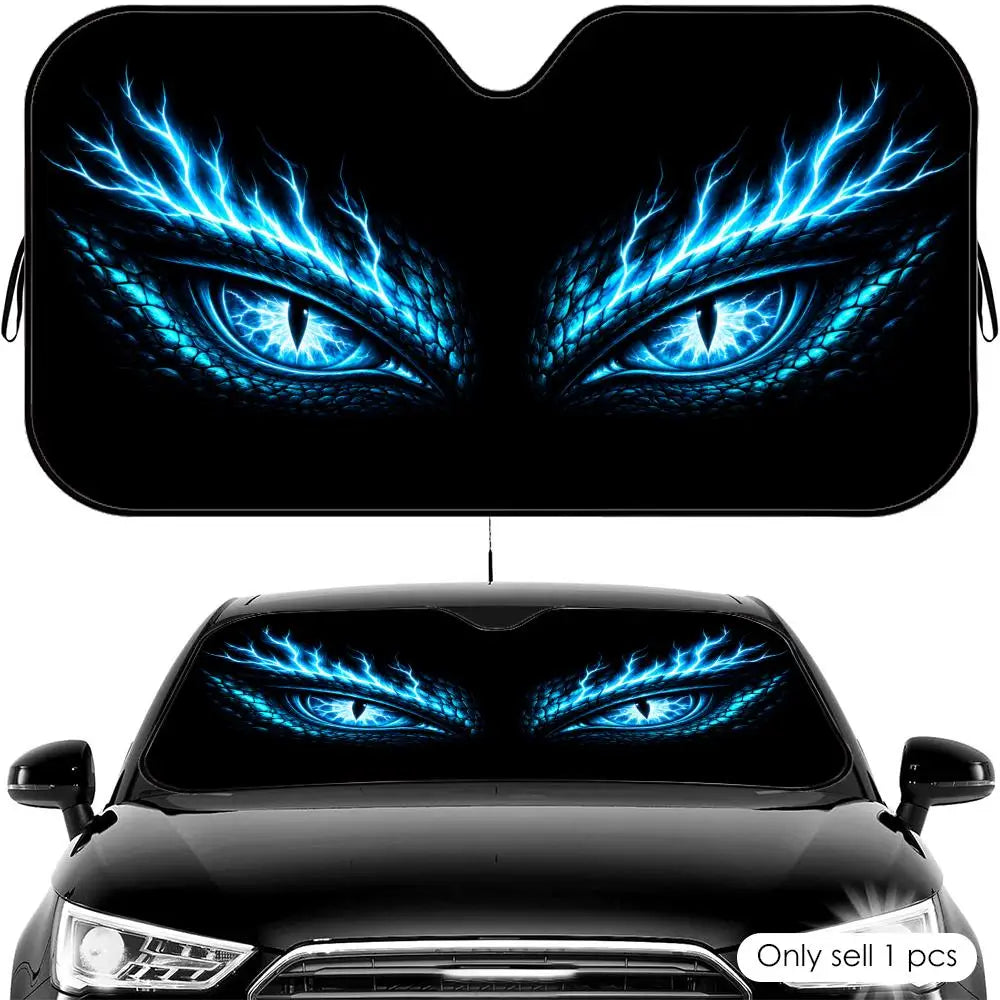 Cool Neon Light eyes Sun Visor Foldable Universal Car Windshield Sun Shade UV Protection Heat Insulation Foldable Cover