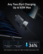 Anker Prime 67W GaN Charger 3-Port USB C Compact Wall Charger Fast Charging For MacBook Pro/Air, iPhone 15,16  iPad Pro Laptops Car Mobile World