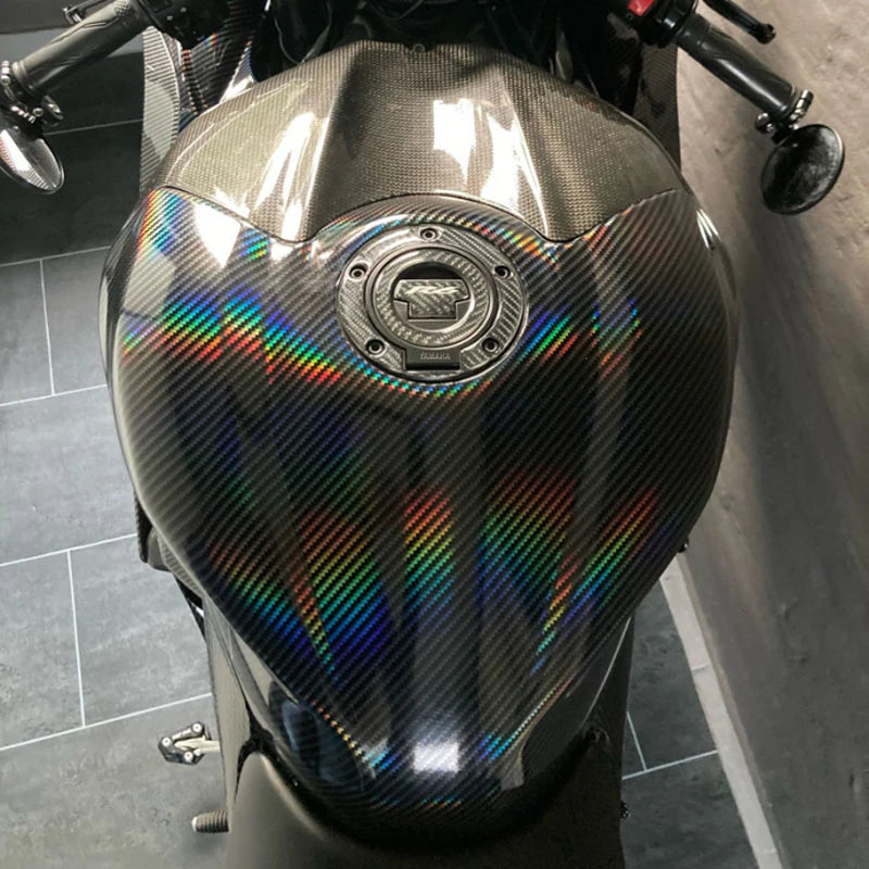 Premium Gloss Holographic Black Carbon Fiber Vinyl Wrap Film Bubble Free Air Release Car Wrap Vinyl Automotive DIY Decals
