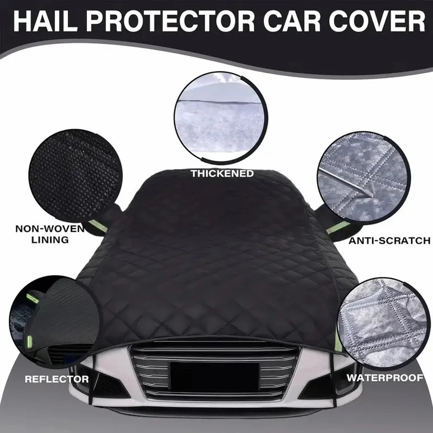 Thickened Auto Half Car Cover Hail Proof Sunshade Anti‑Snow Frost Dust Car Hood Protector for Sedan SUV Vehicles
