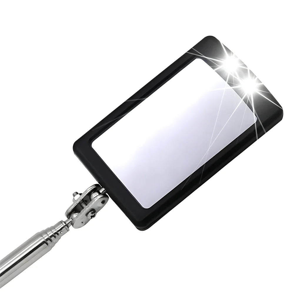 Inspection Mirror with Led Lighting 360° Telescopic Detection Lens Square Retractable Car Engine Chassis Mechanic Repairing Tool CM World