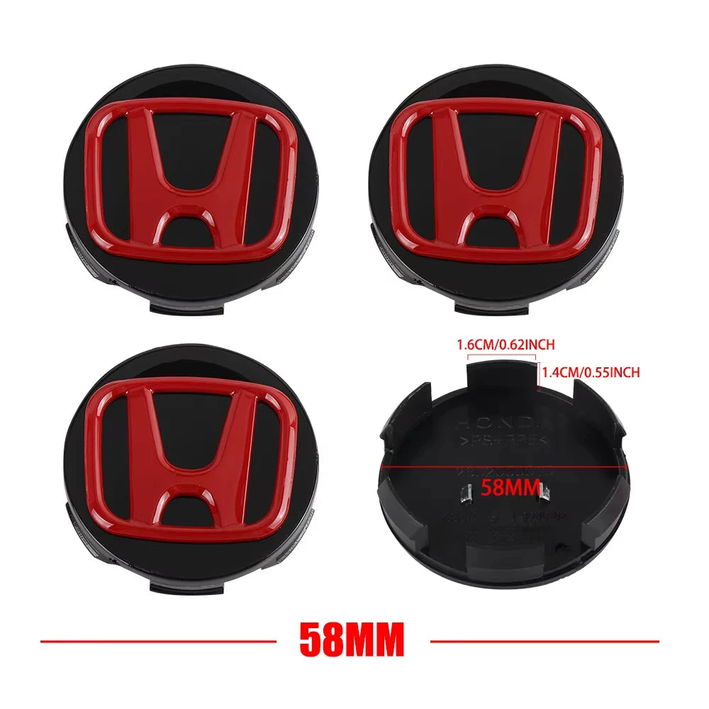 4pcs 58/69mm Car Wheel Center Hub Caps Accessories For Honda Type R Type S VTEC DOHC Modulo Vezel Legend Si RR Insight CM World