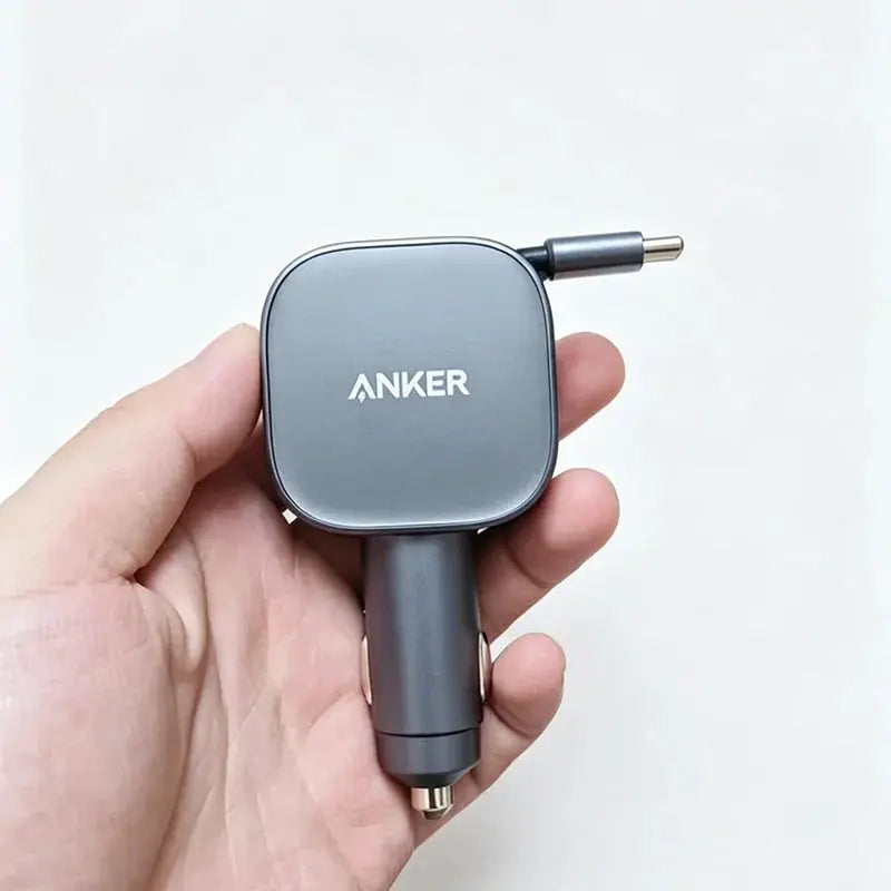 Anker USB-C Car Charger with Built-in Retractable USB-C Cable 75W Max Ultra-Compact Type-C Fast Car Charger for iPhone Series Car Mobile World