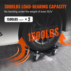 SucceBuy Car Tire Wheel Trolley Dollies 2/4PCS 1500lb Weight Capacity Vehicle Skate Moving Tire with 4 Casters Auto Repair Mover
