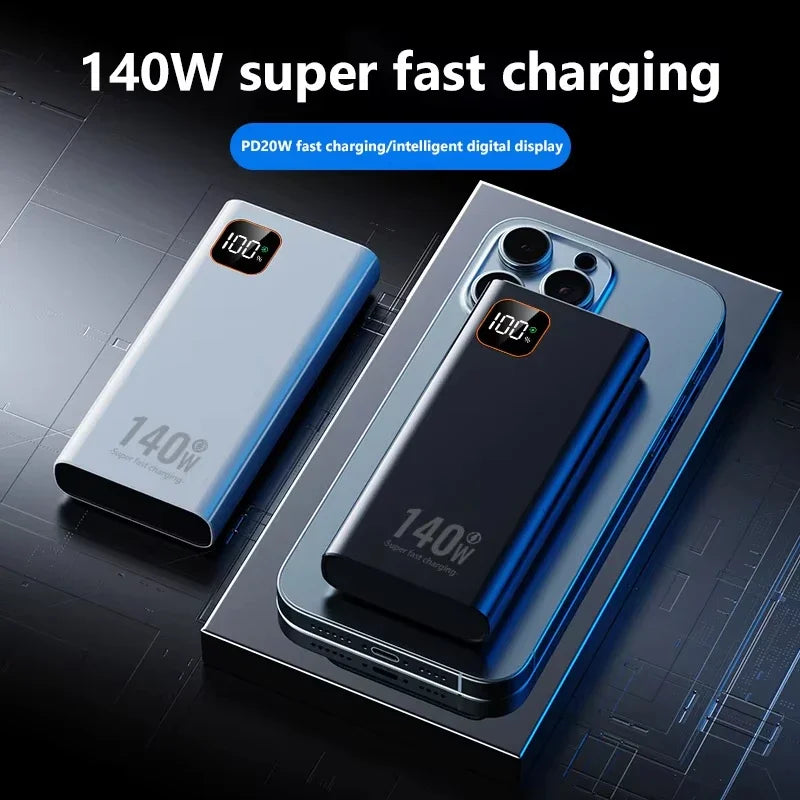 Lenovo 140W 500000mAh Ultra Capacity Power Bank Super Fast Charging CCC Portable Battery Charger For IPhone Samsung 2026 New Car Mobile World