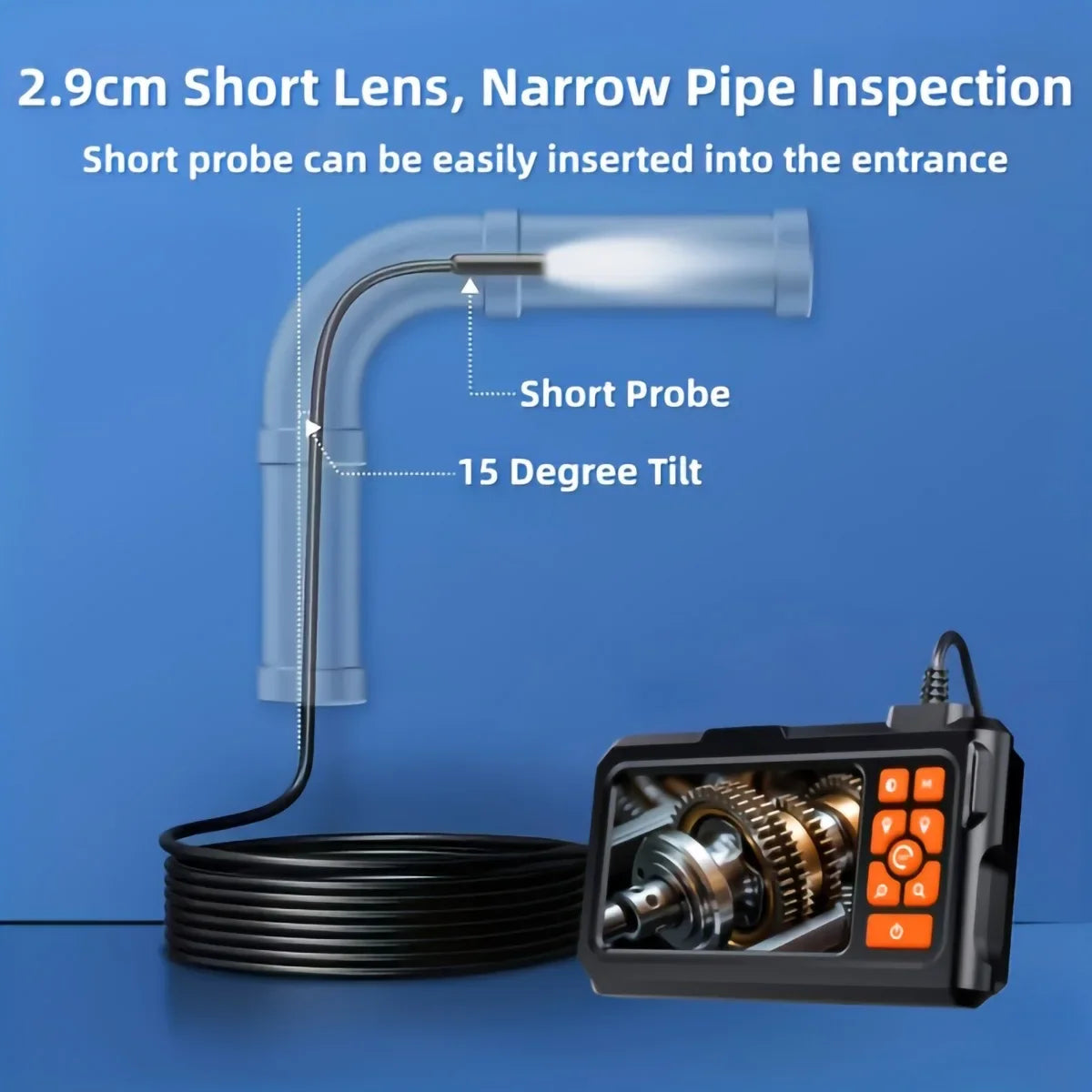 Industrial Endoscope Camera 4.3 "Single Lens 8mm HD 1080P Car/Pipe Inspection Borescope IP67 Waterproof Sewer Camera With 8 LEDS