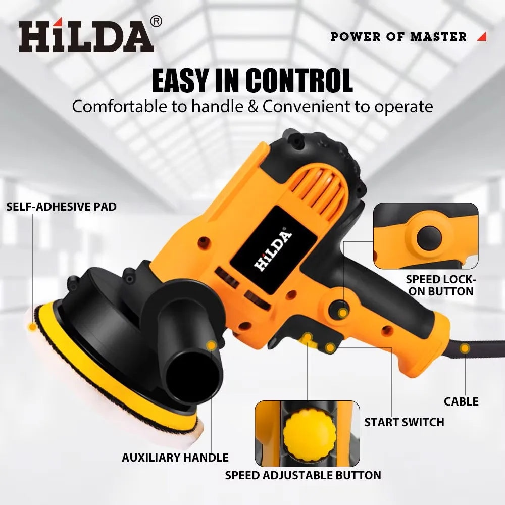 HILDA Electric Car Polisher Car Beauty Waxing Machine  Adjustable Speed Sanding Waxing Tools Automotive Polishing Scratch Repair CM World