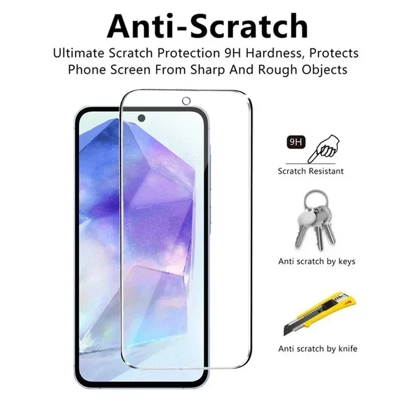 5Pcs Screen Protector for Samsung A55 A15 A54 A34 A13 A14 A53 A52 A12 A33 A52S A32 A35 A71 A72 A51 A22 S10E S20FE Tempered Glass Car Mobile World