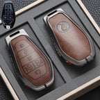 Car Key Case Cover for Denza N9 Smart Remote Key Protector Leather Car Key Case Cover Keychain Zinc Alloy Interior Accessories CM World