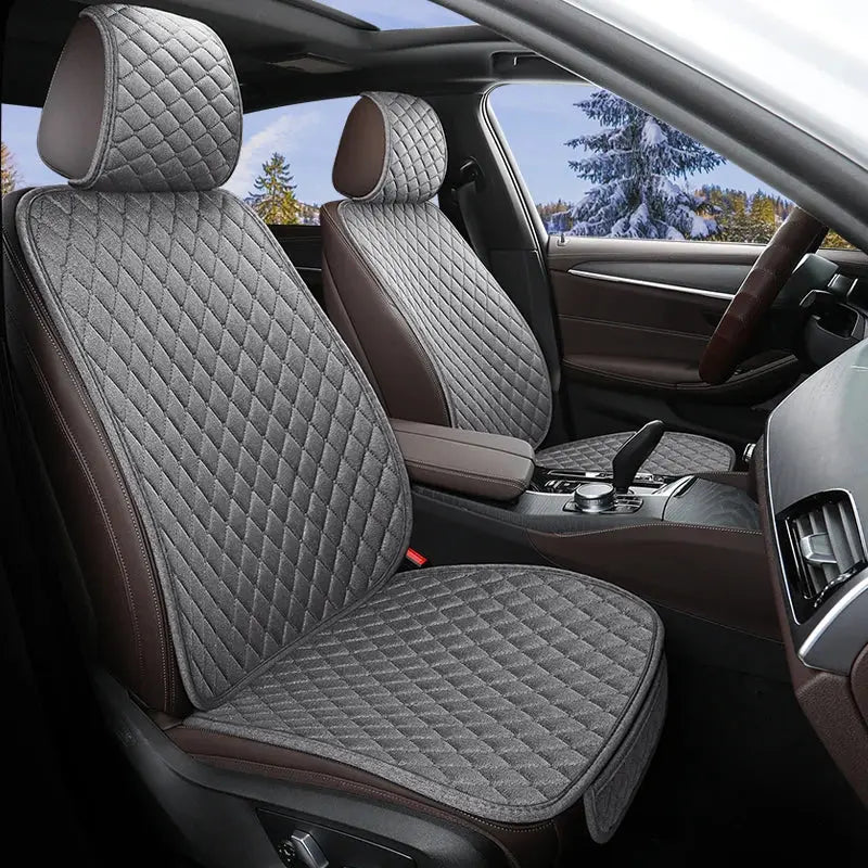Xiaoman Waist Car Cushion Four Seasons Universal Half Pack Breathable Car Cushion Linen Fabric Seven Piece Set Seat Three Piece Car Mobile World