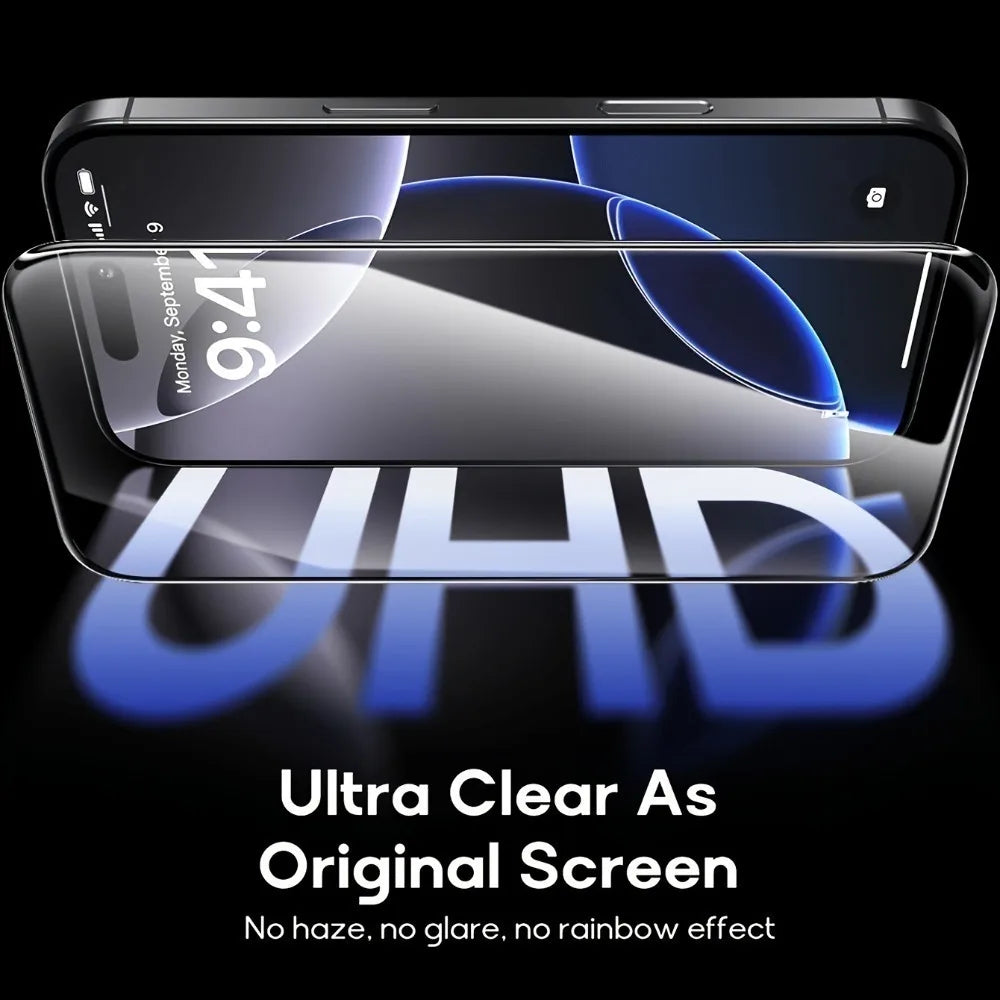 2Pcs Full Cover Screen Protector for iPhone 17 16 15 14 Pro Max Air 16 15 Plus 17e 13 12 11 Pro Mini 9H Hardness Tempered Glass Car Mobile World