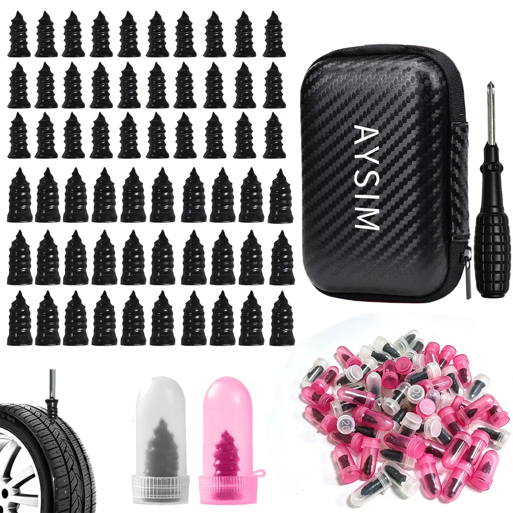 Easy DIY Spiral Tyre Repair Plugs Rubber Screw Nails Puncture Repair Tools for Car Motorcycle Bike Tubeless Tyres