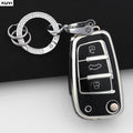 For Audi A1 A3 8P 8L A4 A5 B6 B7 A6 A7 C5 C6 4F Q3 Q5 Q7 Q8 TT S3 S4 S6 RS Fashion TPU Car Flip Key Case Cover Shell Accessories CM World