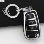For Audi A1 A3 8P 8L A4 A5 B6 B7 A6 A7 C5 C6 4F Q3 Q5 Q7 Q8 TT S3 S4 S6 RS Fashion TPU Car Flip Key Case Cover Shell Accessories CM World