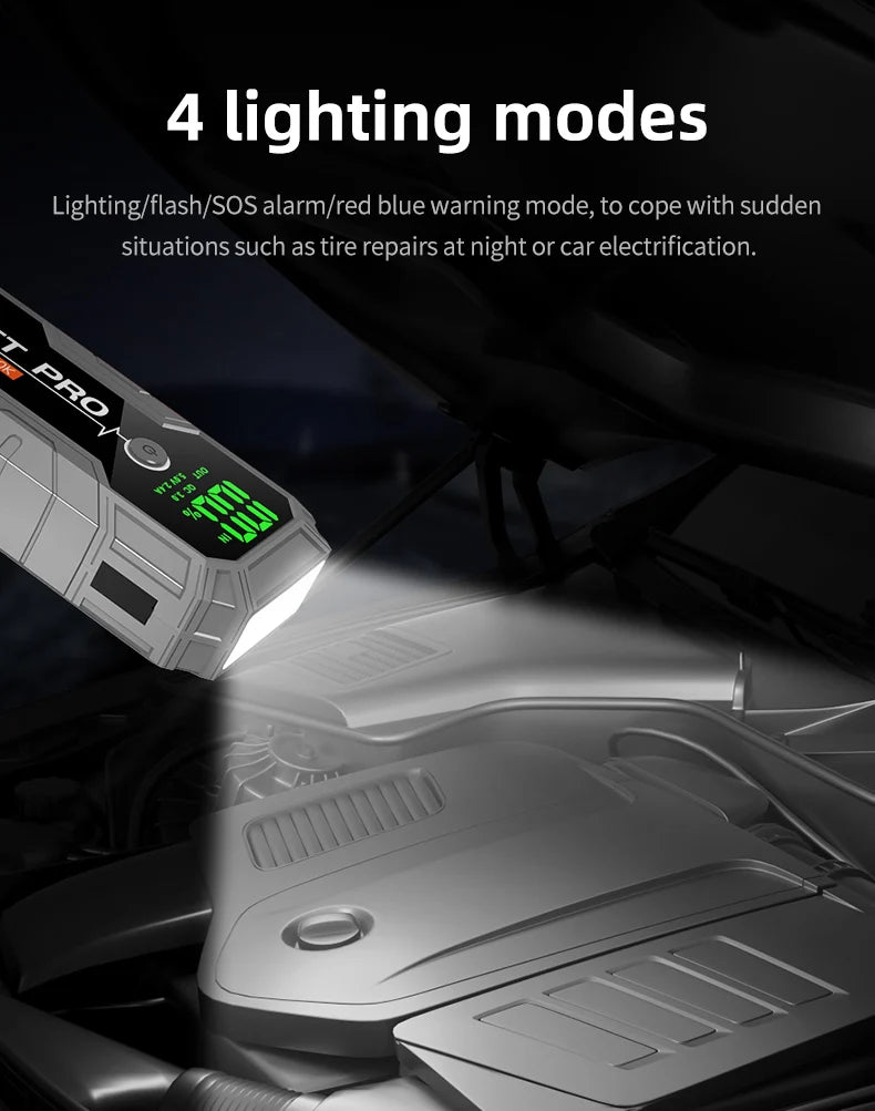 12V Portable Car Jump Starter, 8.0L Gas/7.0L Diesel, QC3.0 Power Bank, 4-Mode LED Light, Explosion-Proof Battery for All Vehicle
