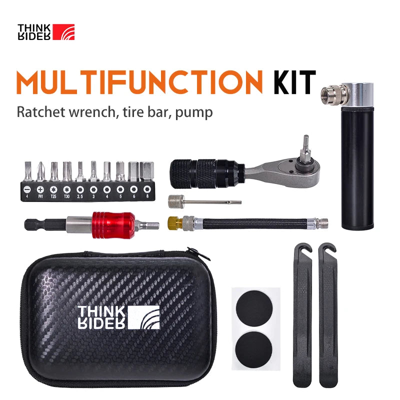 TinkRider Bicycle Portable Tools Repair Bags Set Multipurpose Bike Toolkit MTB Road Bike Storage Capsule Kit Cycling Pump CM World