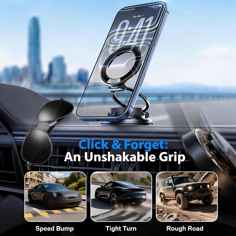 HAPPORIA Magnetic Vacuum Car Phone Holder 360 Adjustable Strong Suction Mount Foldable Stand for iPhone Samsung Universal