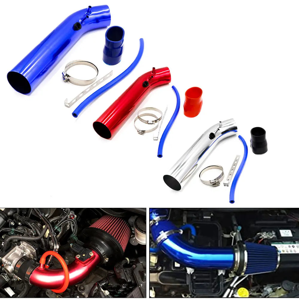 3 Inch 76mm Universal Aluminum Cold Air Intake Pipe Kit Racing Car Air Intake Tube With Air Filter