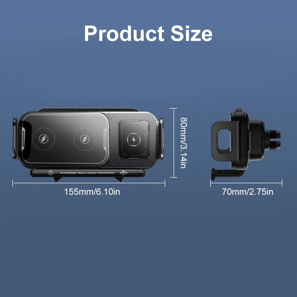 Car Wireless Charger Dual Coil Fold Screen Car Fast Charging Stand for Samsung Galaxy Z Fold 6 Flip 3 Air Vent Car Phone Holder CM World