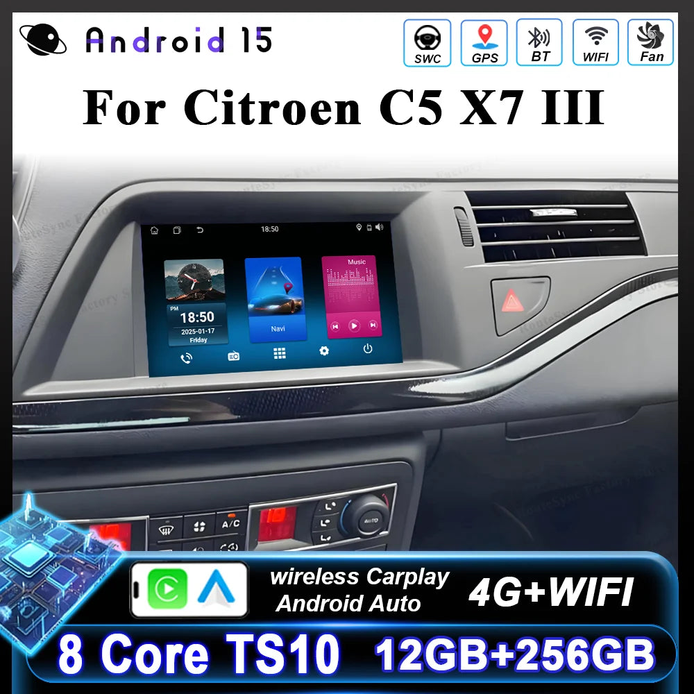 7 Inch For Citroen C5 X7 III Car Multimedia Player GPS Navigation NO 2Din Stereo Radio Wireless Carplay WIFI Car Accessories 4G CM World