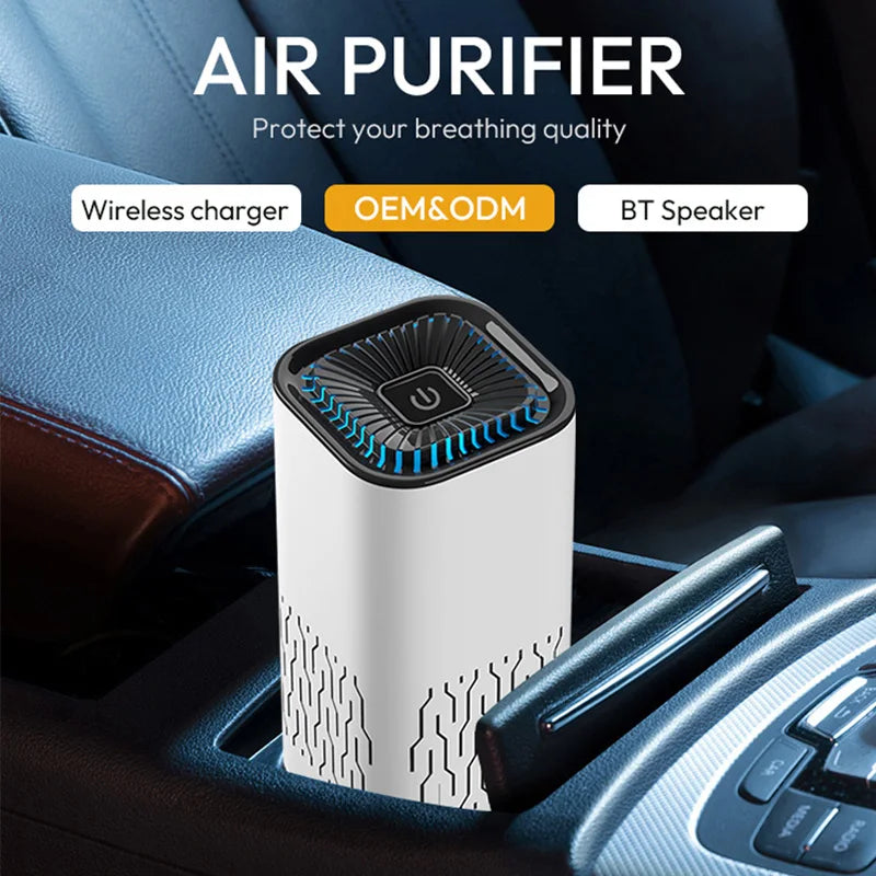 MINI Car HEPA Air Purifier Remove Smoke Odor Formaldehyde Negative Ion Air Cleaner for Car Bedroom Aromatherapy Purification New CM World