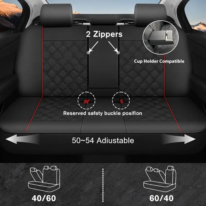 Universal Waterproof PU Leather Car Seat Covers Full Set with Split Bench Design for Sedans, SUVs, Trucks CM World