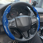 Car Steering Wheel Cover Set, Glossy Carbon Fiber Texture, 2-Piece Breathable and Anti-Slip Grip, Universal Fit Interior Upgrade CM World