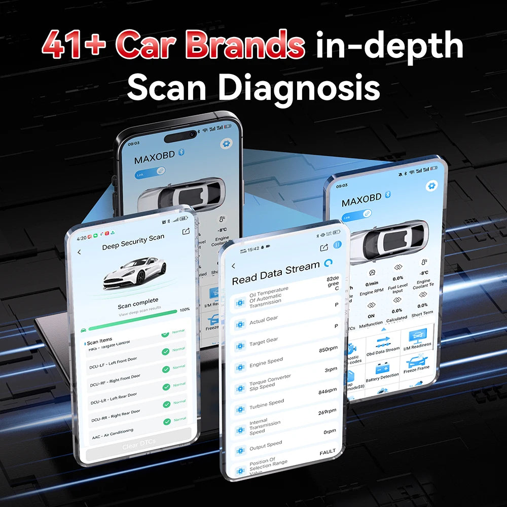 2026 MAXOBD KONNWEI Car OBDII Full System Fault Diagnostic Tool Deep Scan Bluetooth Connection Monitoring System OBD2 Scan Tool