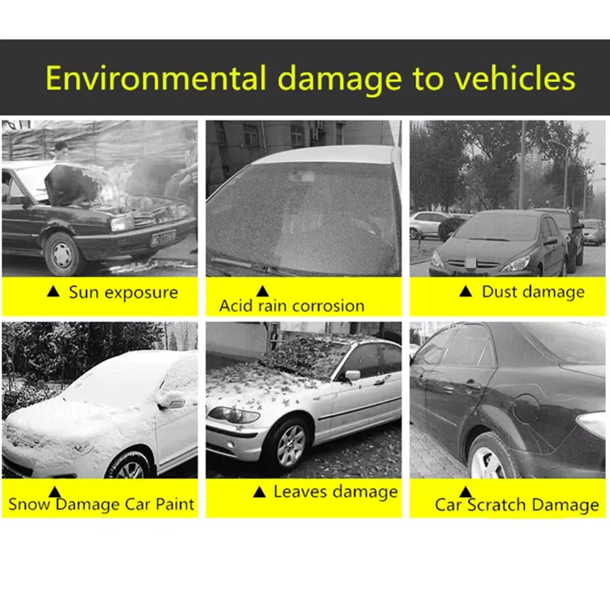 Car Cover Outdoor Protection Full Exterior Snow Cover Sunshade Dustproof Protection Cover Universal for Hatchback Sedan SUV Car Mobile World