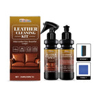 Leather Cleaner Conditioner Kit  Care Set Deep Spray Nourishing Cream Restores Softness Shine Prevents Cracking Includes Sponge CM World