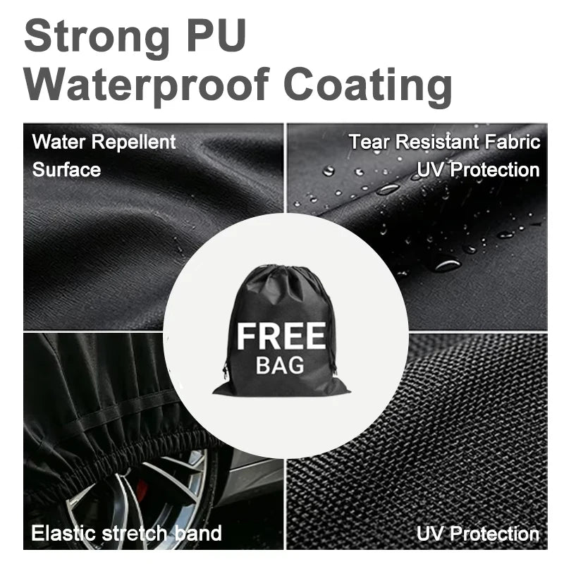 Outdoor Full Vehicle Cover For Skoda Octavia - Side Zipper Design, Waterproof Dustproof Sun Protection Car Cover