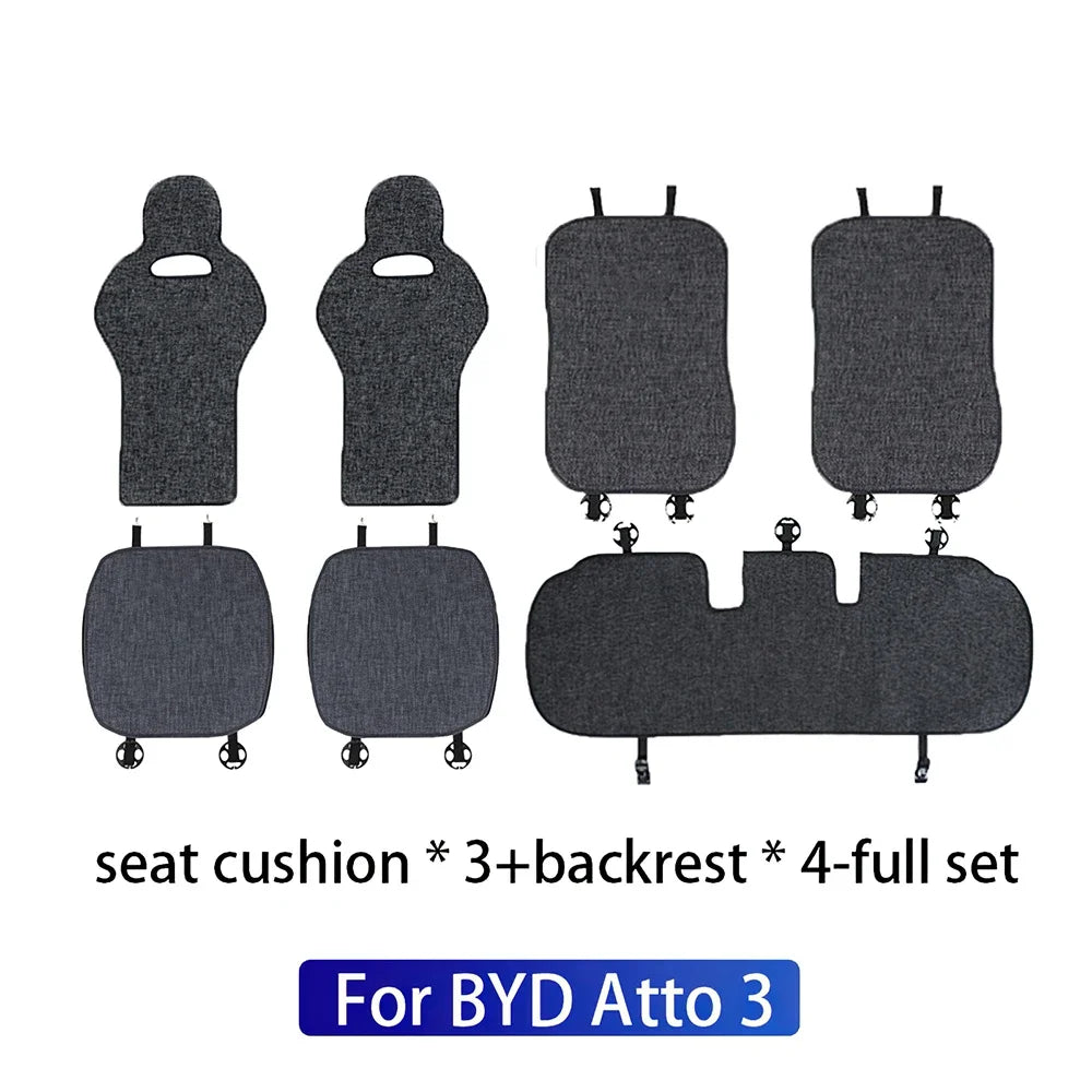 For BYD Atto 3 Yuan Plus Tang Han Dolphin EV 2021 2022 2023 2024 Breathable Linen Car Seat Cushion Protect Mat Accessories