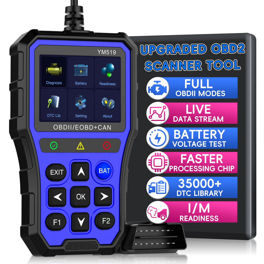 OBD2 Scanner Diagnostic Tool, Check Engine Light Car Code Reader with Reset, Battery Tester, Live Data, Freeze Frame,I/M Car Mobile World
