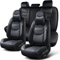 Breathable Leather Car Seat Covers Full Set, Waterproof Front and Rear with Headrest for Most Sedans SUV Trucks CM World