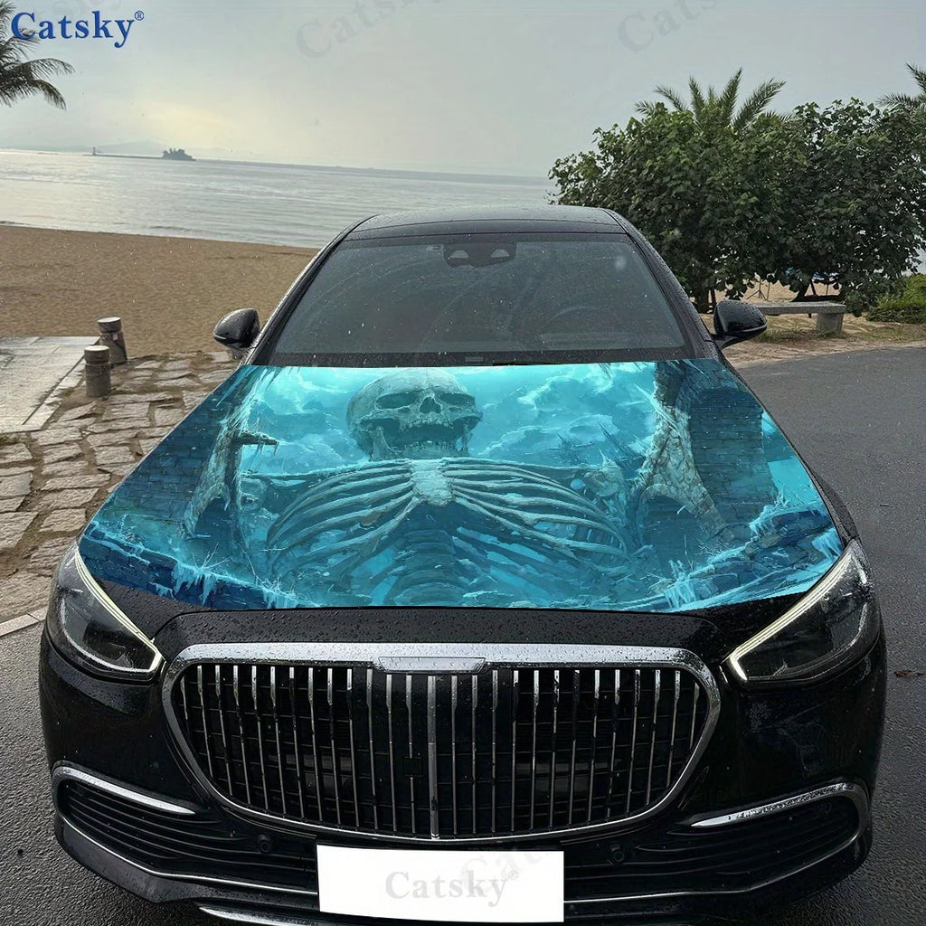 Skeleton Pattern Of Remains Car Hood Vinyl Sticker Wrap Film Engine Cover Decals Sticker Universal Car Hood Protective Film,Car