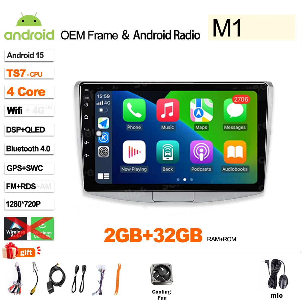 For  Volkswagen VW Passat B6 B7 B8 CC 2007- 2021 android 15 Multimedia Video Player Carplay Intelligent System Wifi 4G 8 Core CM World