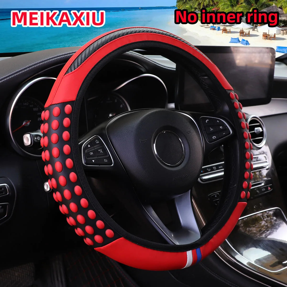 Car silicone massage beads, car without inner ring steering wheel cover, car decorative items, suitable for 14.5 - 15 inches. CM World