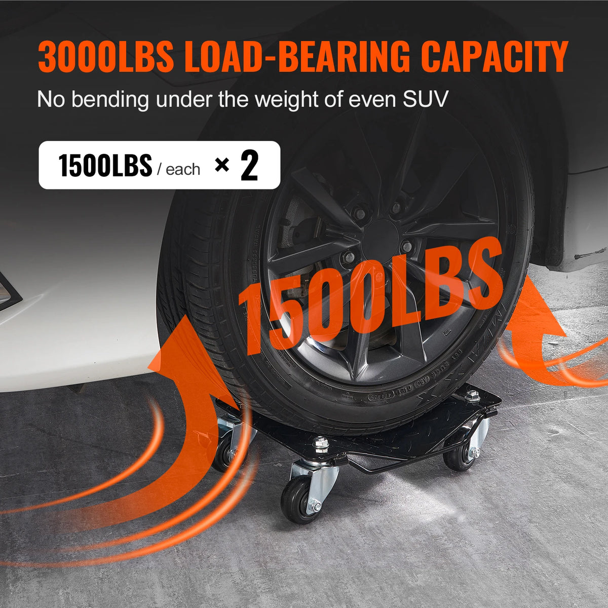 SucceBuy 2/4PCS Car Tire Wheel Trolley Dollies 1500Lbs Weight Capacity Vehicle Skates Moving Tire 4 Casters Auto Repair Mover