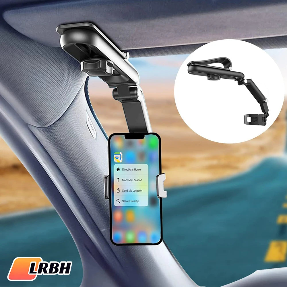 360° Rotating Sun Visor Car Phone Holder Adjustable Clip with Non-Slip Silicone Pads for 4-7" Smartphones Universal Hands-Free