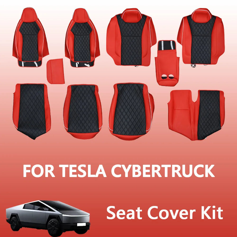 Seat Covers Compatible with Tesla Cybertruck 2024-26, Full Coverage PU Leather Seat Protector with Armrest Cover Fit Cybertruck