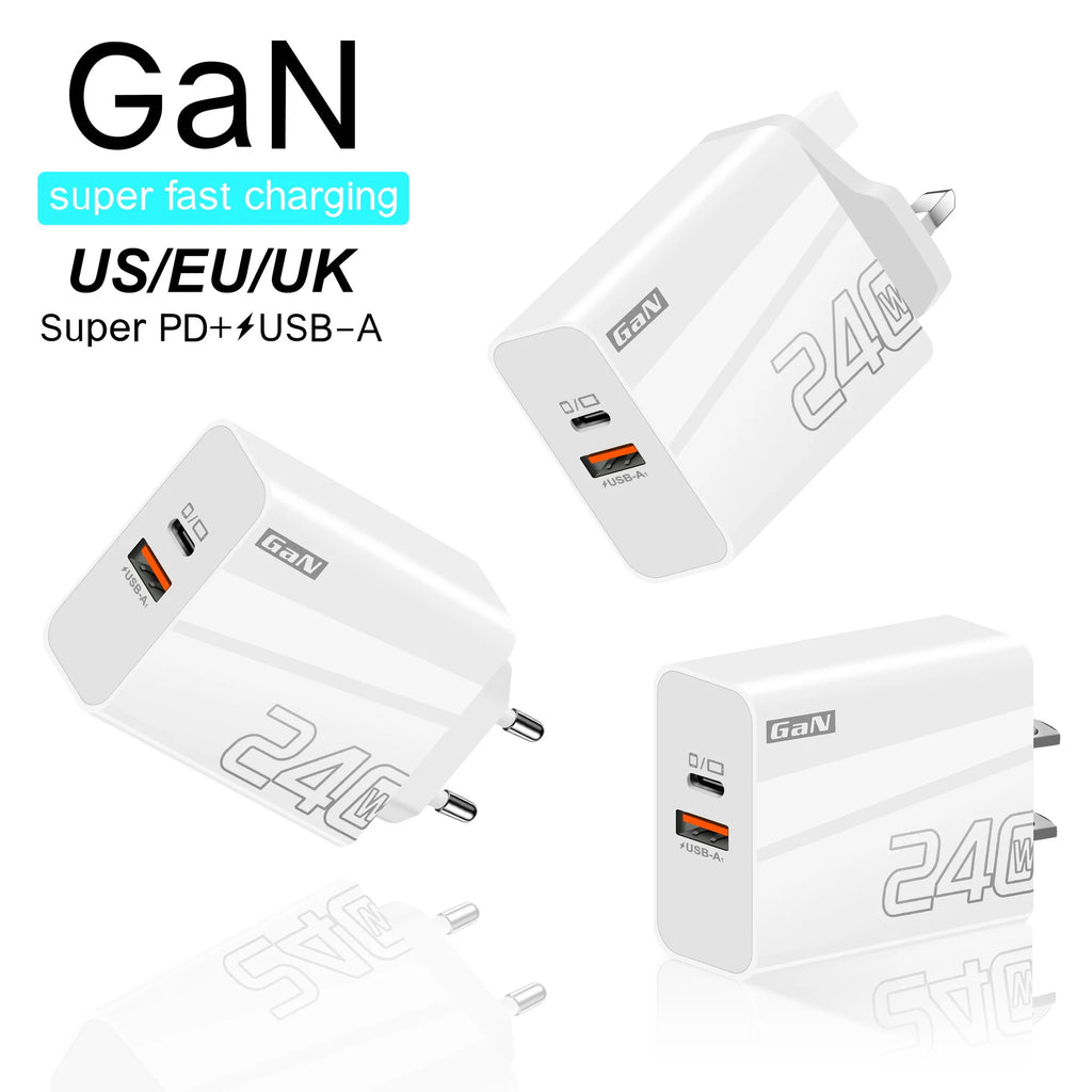 240W Fast Charger USB Type C PD Cable Fast Charging Quick Charge 3.0 Adapter For iPhone Xiaomi Samsung Oneplus Pixel Cellphones Car Mobile World