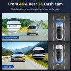 Acceo 4K Dashcam WIFI GPS CAR Video Recorder Dual Lens Support 2.5K Rear Camera Night Vision 24H Parking Monitoring Black Box Car Mobile World