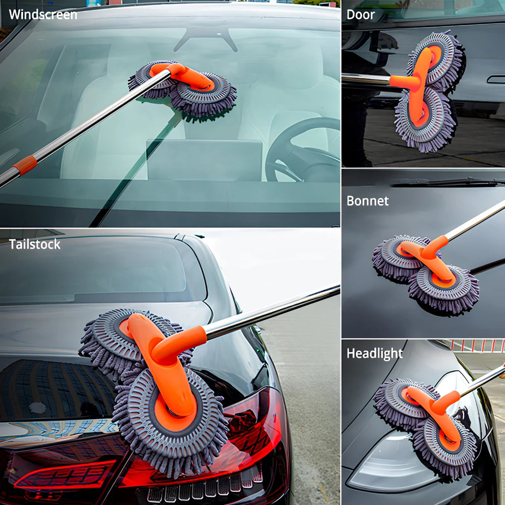 1X Car Cleaning Wash Multipurpose Kit Microfiber Brush Mop Sponge Wipe Auto Home Tools Universal Clean Accessories Yellow Gray